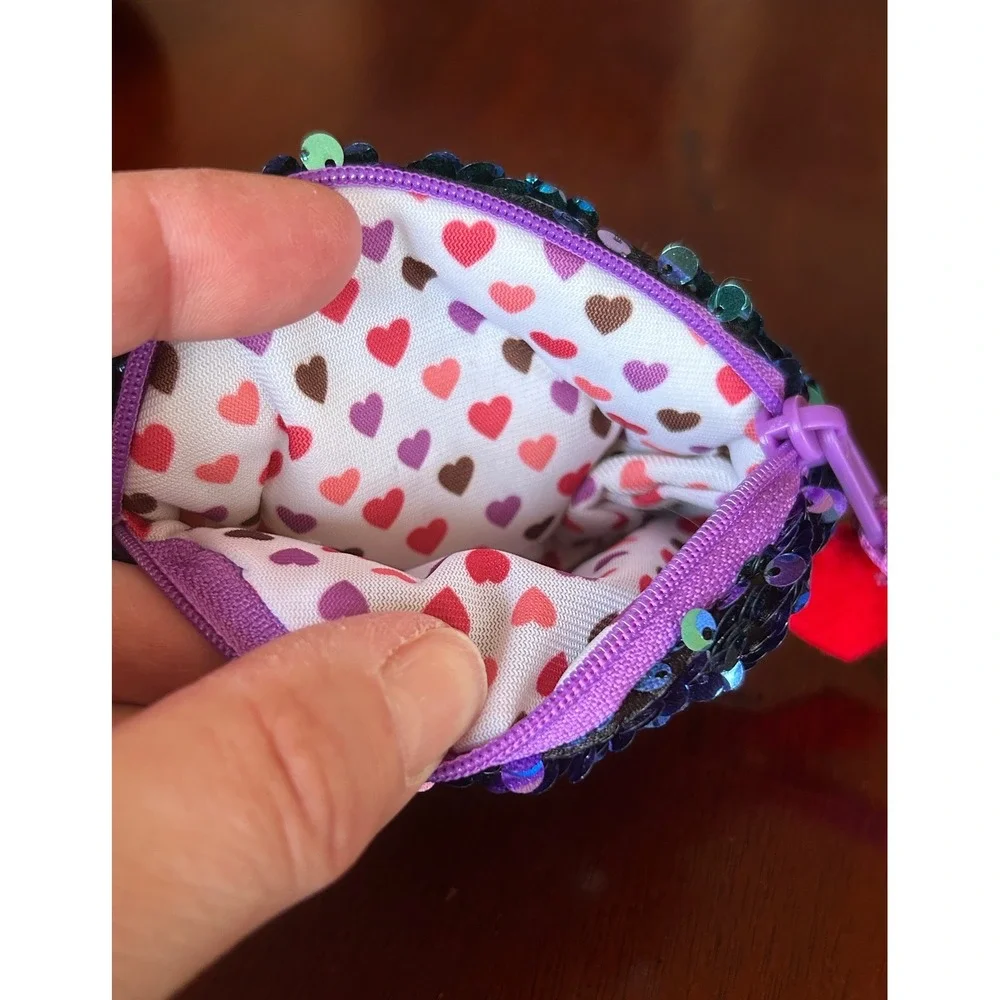Ty Beanie Boos Moonlight Owl Flippables Sequin Coin Purse Purple‎ Teal Wristlet